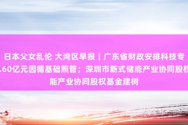 日本父女乱伦 大湾区早报｜广东省财政安排科技专项资金38.60亿元因循基础照管；深圳市新式储能产业协同股权基金建树