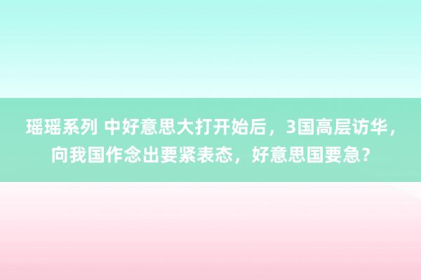 瑶瑶系列 中好意思大打开始后，3国高层访华，向我国作念出要紧表态，好意思国要急？