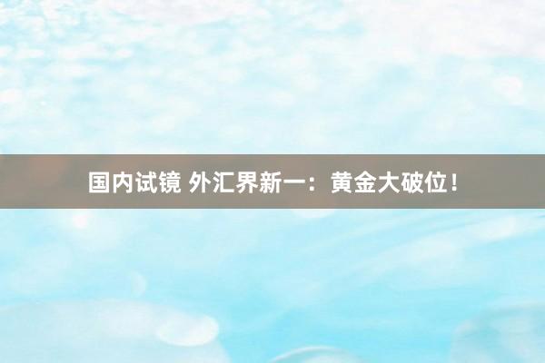 国内试镜 外汇界新一：黄金大破位！