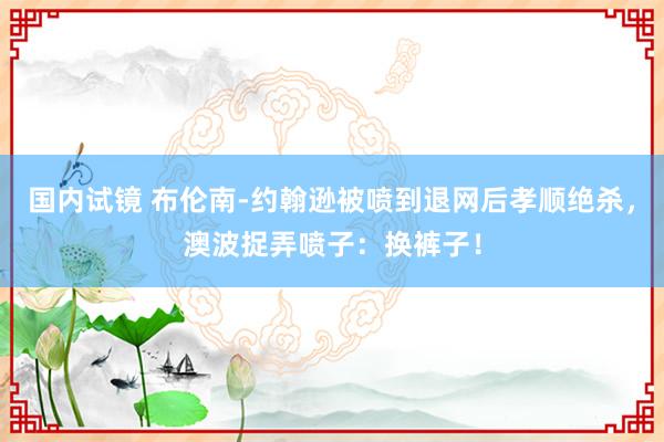 国内试镜 布伦南-约翰逊被喷到退网后孝顺绝杀，澳波捉弄喷子：换裤子！