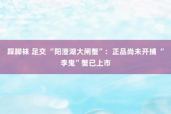 踩脚袜 足交 “阳澄湖大闸蟹”：正品尚未开捕 “李鬼”蟹已上市