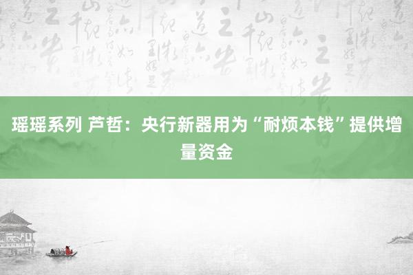 瑶瑶系列 芦哲：央行新器用为“耐烦本钱”提供增量资金