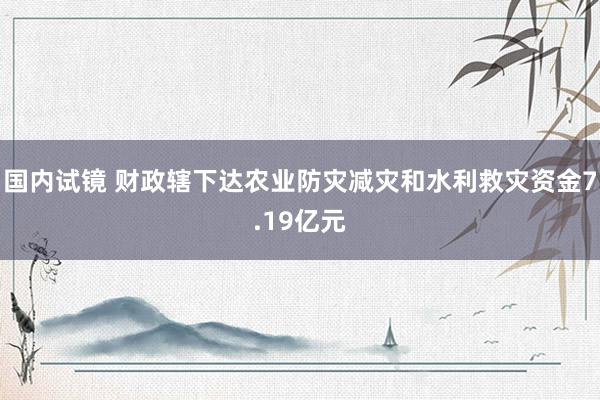 国内试镜 财政辖下达农业防灾减灾和水利救灾资金7.19亿元