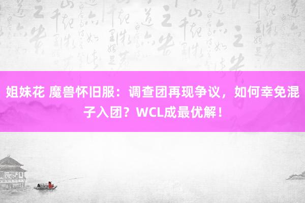 姐妹花 魔兽怀旧服：调查团再现争议，如何幸免混子入团？WCL成最优解！