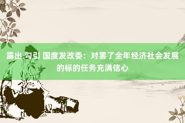 露出 勾引 国度发改委：对罢了全年经济社会发展的标的任务充满信心