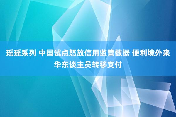 瑶瑶系列 中国试点怒放信用监管数据 便利境外来华东谈主员转移支付