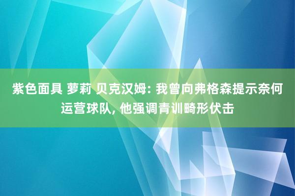 紫色面具 萝莉 贝克汉姆: 我曾向弗格森提示奈何运营球队， 他强调青训畸形伏击