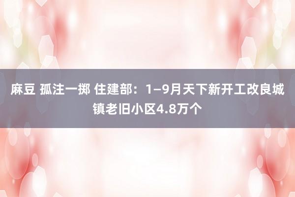 麻豆 孤注一掷 住建部：1—9月天下新开工改良城镇老旧小区4.8万个