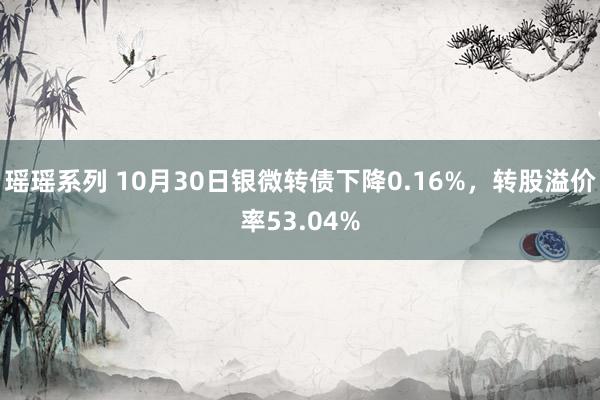 瑶瑶系列 10月30日银微转债下降0.16%，转股溢价率53.04%