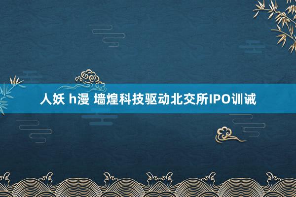 人妖 h漫 墙煌科技驱动北交所IPO训诫