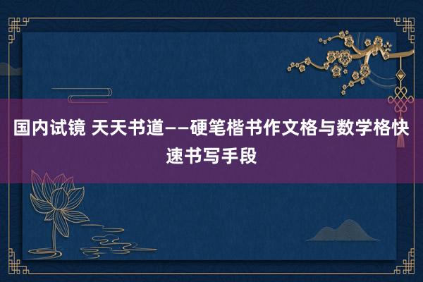 国内试镜 天天书道——硬笔楷书作文格与数学格快速书写手段