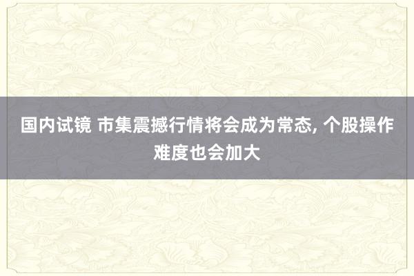 国内试镜 市集震撼行情将会成为常态， 个股操作难度也会加大