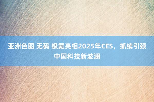 亚洲色图 无码 极氪亮相2025年CES，抓续引颈中国科技新波澜